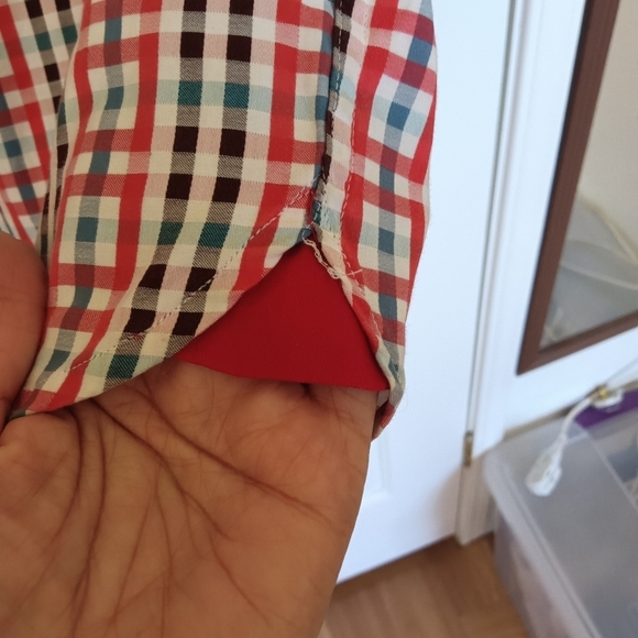 CLEARANCE SALE!! Red and Blue Dress Shirt with Classic Checkered Pattern - Picture 4 of 6